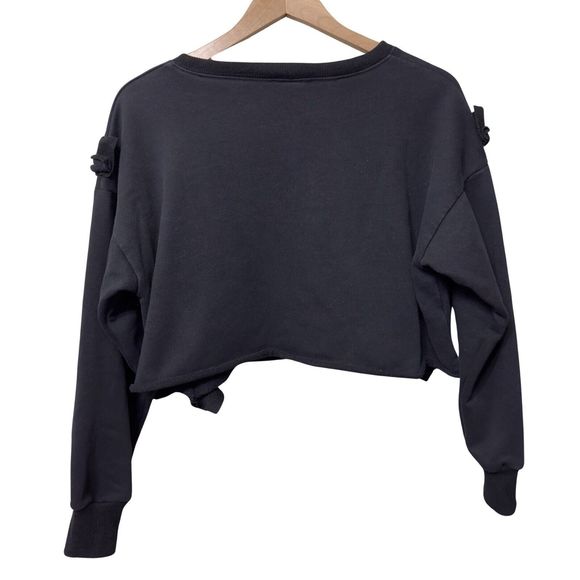 SIGNATURE 8 Womens S/M University of Notre Dame Cropped Sweatshirt Ruffle Sleeve - Picture 2 of 15